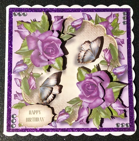 Roses, Burlap & Butterflies - Purple by Belinda Rub