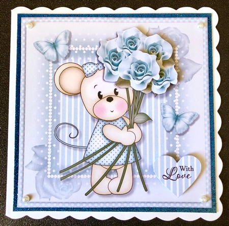 Maisy with Blue Roses Mothers Day/Birthday Topper by Belinda Rub
