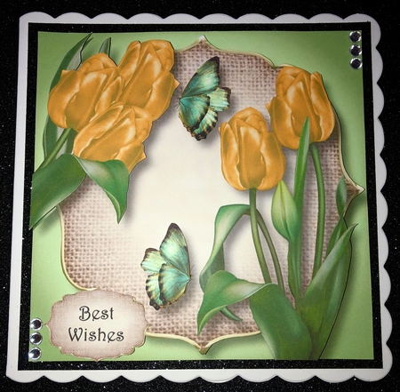 Yellow Tulips, Burlap & Butterflies by Belinda Rub