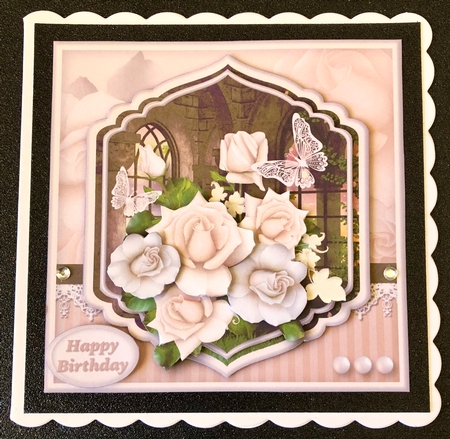 Cream Roses - Shaped Layers Card Mini Kit by Belinda Rub