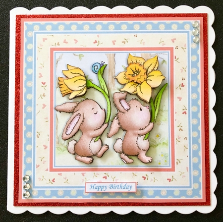 BUNNY PARADE 7.5 Decoupage & Insert Kit Easter, Birthday, Get Well by Belinda Rub