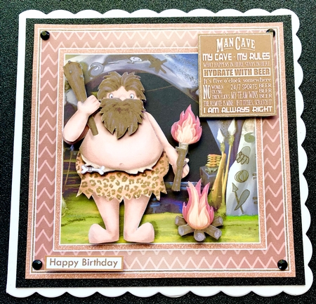 MAN CAVE RULES Humorous 7.5 Decoupage & Insert Mini Kit by Belinda Rub