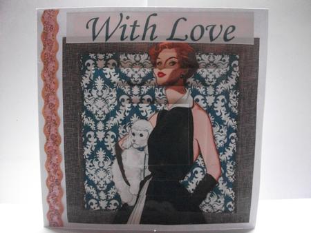 Vintage Fashion Lady on Damask Background Pyramid by Belinda Wilson