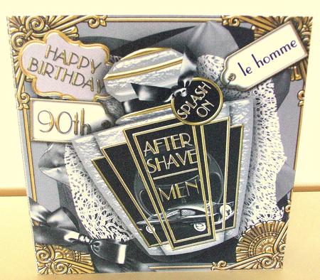 Mens Grey Aftershave 90th Birthday 5in Cut and Fold Card by Belinda Wilson
