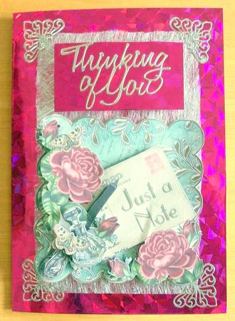 Pink Roses Aqua Just a Note Postcard Step by Step by Belinda Wilson