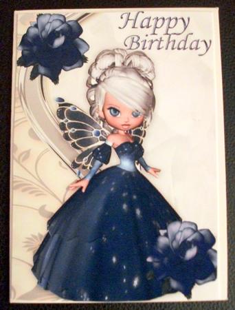 Pretty Blue Fairy, with Blue Roses A4 by Belinda Wilson