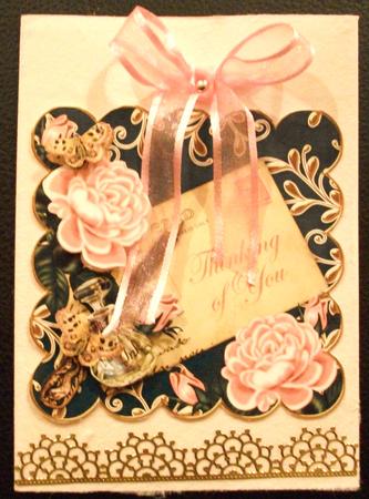 P Rose Petrol Thinking of You 8in Scallop Decoupage Topper by Belinda Wilson