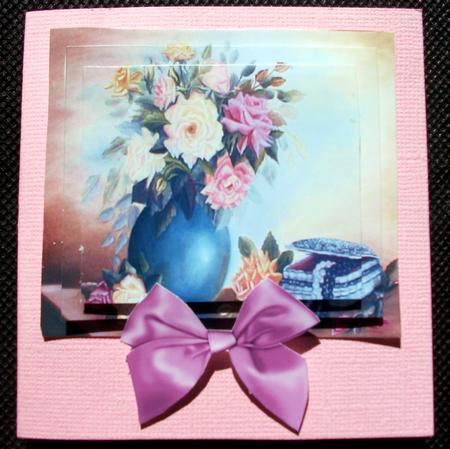 Pretty Vase of Roses with Bow Pyramids by Belinda Wilson