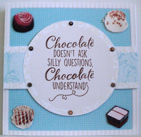  Funny Chocolate themed birthday card topper for 6x6 card by Benita Jenkinson