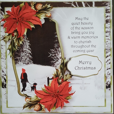 Scenic Verse Christmas - Red Poinsettias 8x8 by Benita Jenkinson