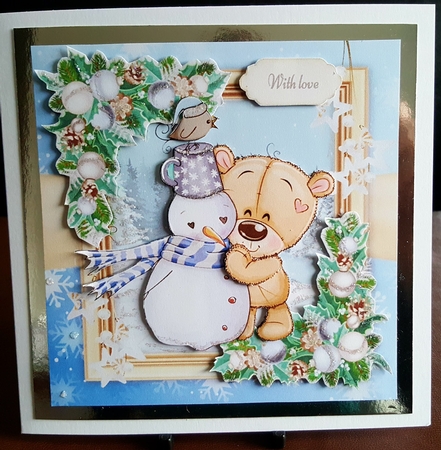 Gorgeous Bear With Snowman 8x8 Mini Kit by Benita Jenkinson