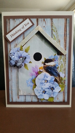 Bird House Flower Topper with Decoupage by Benita Jenkinson