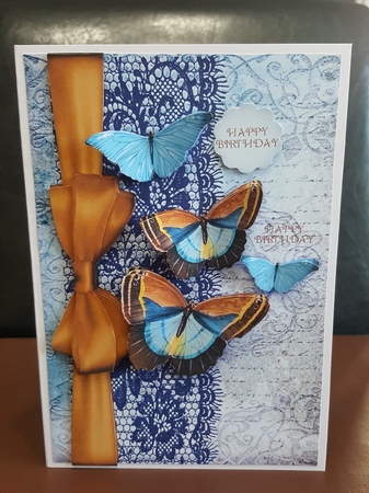 Blue Butterfly Decoupage A5 Card by Benita Jenkinson