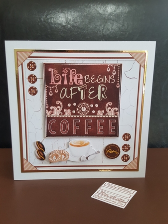 Life Begins After Coffee Decoupage Topper by Benita Jenkinson