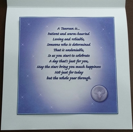 Taurus Star Constellation Verse Insert by Benita Jenkinson