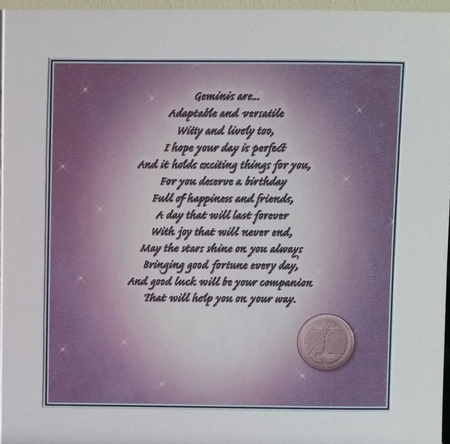 Gemini Star Constellation Verse Insert by Benita Jenkinson