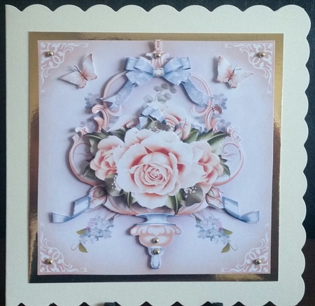 Vintage Peach Roses Basket Mini Kit by Benita Jenkinson