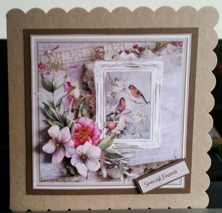 Birds and flowers 7x7 card by Benita Jenkinson