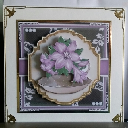 Floral Teacup3 Mini Card Kit by Benita Jenkinson