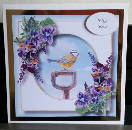 Garden Bird & Wildflowers - Blue Tit 8x8 by Benita Jenkinson