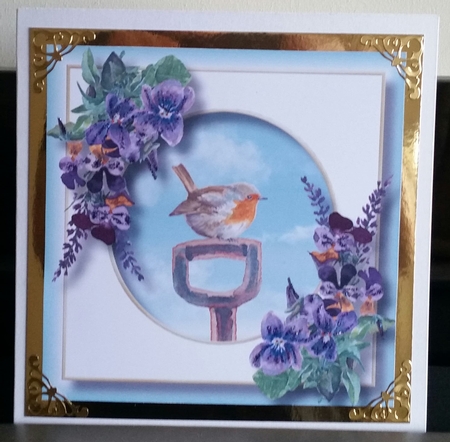 Garden Bird & Wildflowers - Robin 8x8 by Benita Jenkinson