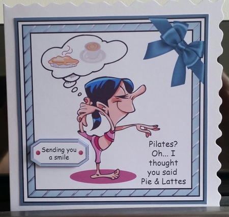 Pilates? 7 x 7 card with decoupage by Benita Jenkinson