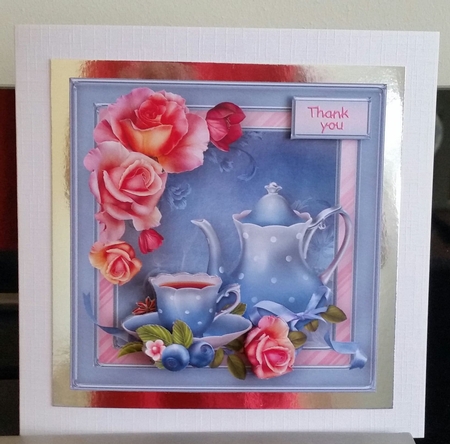 A Cup of Coffee Decoupage Card Front by Benita Jenkinson