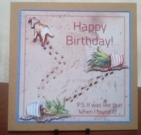 Naughty Dog Birthday Card 7x7 quick card by Benita Jenkinson