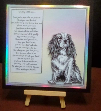 Spaniel sympathy 7x7 quick card, decoupage by Benita Jenkinson