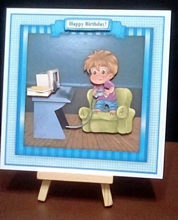 Game Boy - Square Card Topper With Decoupage by Benita Jenkinson