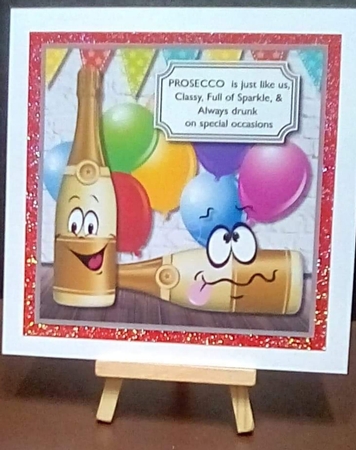 prosecco humorous card topper by Benita Jenkinson