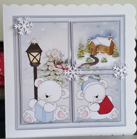 Polar bears Vintage Christmas 6x6 card by Benita Jenkinson