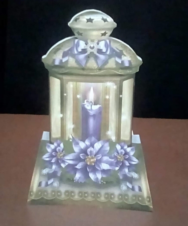 Festive Christmas Lamp with Lilac Poinsettias Mini Kit by Benita Jenkinson