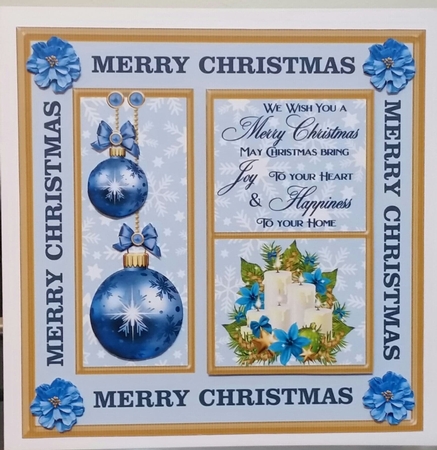 Blue Christmas bauble and candles card front by Benita Jenkinson