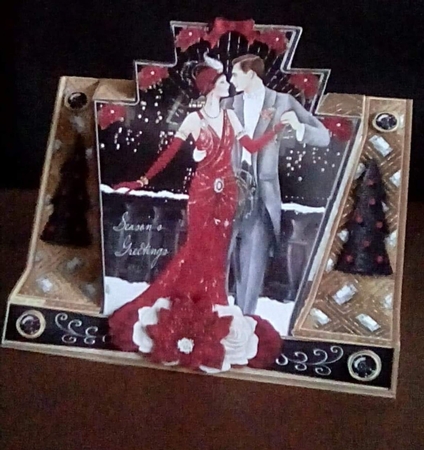 Art Deco Christmas Ladies Stepper Card by Benita Jenkinson