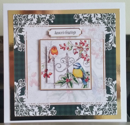 Christmas Berries 7x7ins Topper Lace Filigree by Benita Jenkinson