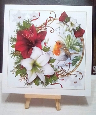 8x8 Christmas Robin with amaryllis mini kit 1  by Benita Jenkinson