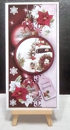 Christmas Car DL Card Front With Decoupage by Benita Jenkinson
