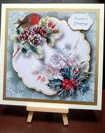Gold Foil Transparent Christmas - Robin 8x8 by Benita Jenkinson