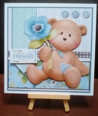 Love You To The Moon and Back 7.5 Inch 3D Decoupage Card Front & Insert & Extra Sentiments by Benita Jenkinson