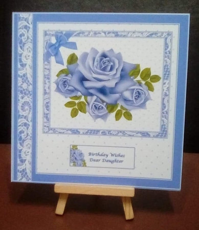 8 x 8 blue roses quick card front by Benita Jenkinson