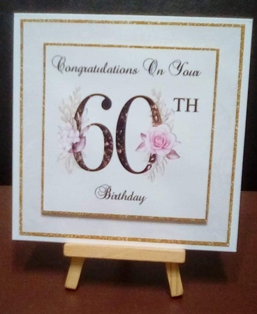 Floral Number 60 Birthday Card Front by Benita Jenkinson