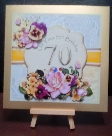 70th Birthday Card Female with Flowers in Yellow by Benita Jenkinson