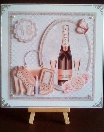 Champagne card mini kit & decoupage by Benita Jenkinson