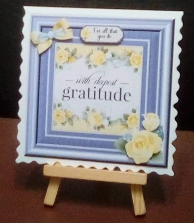 Gratitude Floral Topper with decoupage and sentiment tags by Benita Jenkinson