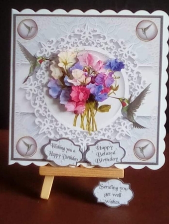 Sweet peas and humming birds by Benita Jenkinson