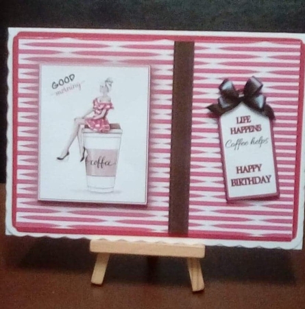 A5 I Love Coffee quick Card front with decoupage  by Benita Jenkinson
