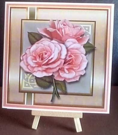 8x8 Pink Anniversary Roses Card Front with Sentiments  by Benita Jenkinson