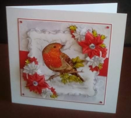 Robin and Poinsettias 7 by Benita Jenkinson
