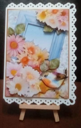 A5 Card Front - FLOWERS, FRAMES & BIRDS Gerberas by Benita Jenkinson